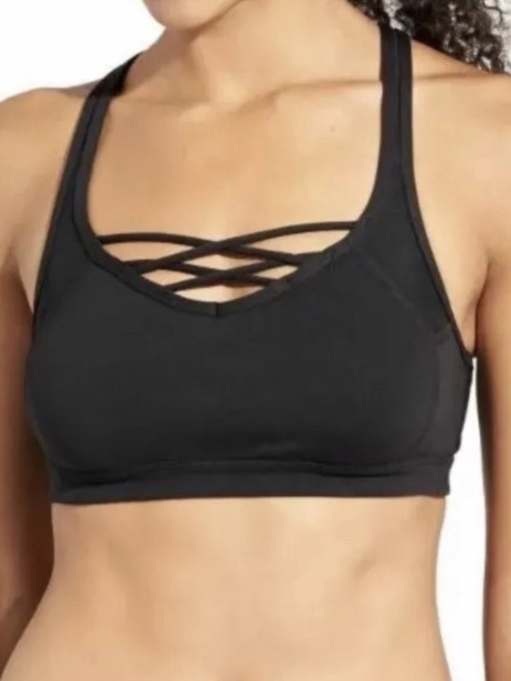 Athleta Mind Over Mat Strappy Crisscross Sports Bra - Black Size M